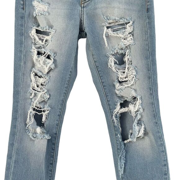 KanCan SZ 26 Skinny Jeans Mid-Rise Distressed Whiskered Stretch Pockets Fray Hem - Picture 3 of 10